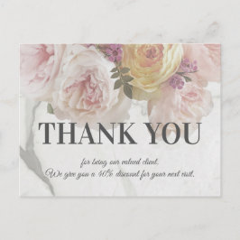 ピンクペオニーホワイトマーブル美しいブティックデラックス ポストカード