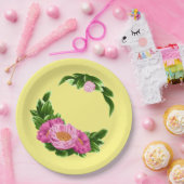 ピンクペオニー紙プレート ペーパープレート (パーティー)