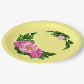 ピンクペオニー紙プレート ペーパープレート (アングル)