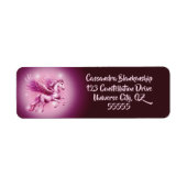 ピンクペガサスかわいらしファンタジー住所 シール (正面)