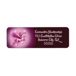 ピンクペガサスかわいらしファンタジー住所 シール