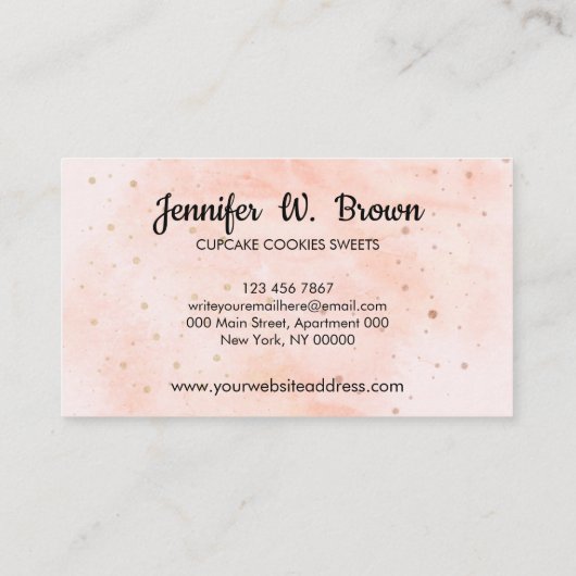 ピンクペストリーの水色ストロベリーカップケーキ 名刺 (裏面)