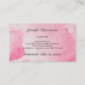 ピンクペストリーバッグウォーターカラーモノグラムベーカリー 名刺 (裏面)