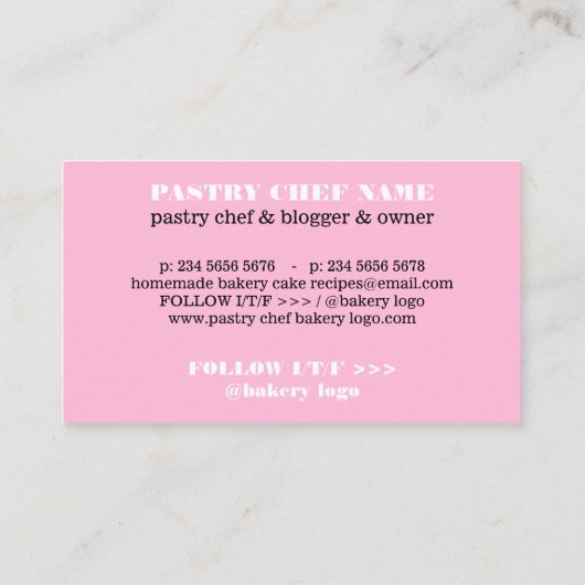 ピンクペストリーヘラベーカリーカフェキッチンケータリング 名刺 (裏面)