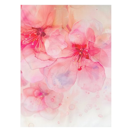 ピンクペタルエレガンスウォーターカラー テーブルクロス (正面)