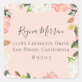 ピンクペタルフローラ差出人住所シール スクエアシール (正面)