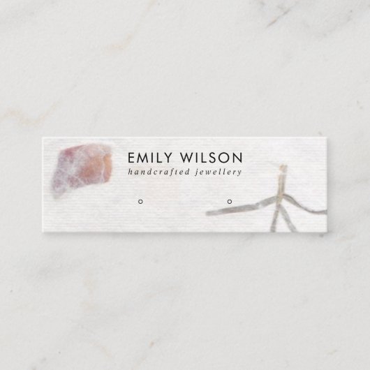 ピンクペタル手作り紙スタッドイヤリングディスプレイ スキニー名刺 (正面)