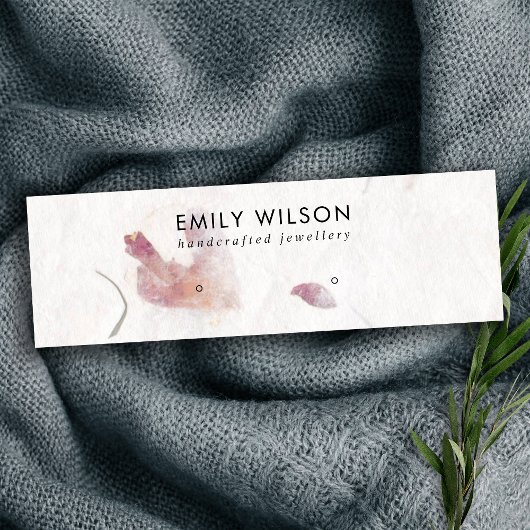 ピンクペタル手作り紙スタッドイヤリングディスプレイ スキニー名刺