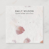 ピンクペタル手作り紙スタッドイヤリングディスプレイ スクエア名刺 (正面)