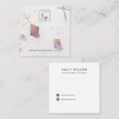 ピンクペタル手作り紙スタッドイヤリングディスプレイ スクエア名刺 (正面/裏面)