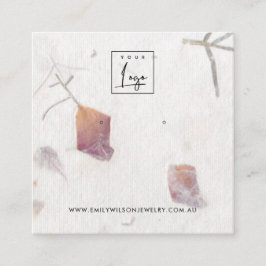 ピンクペタル手作り紙スタッドイヤリングディスプレイ スクエア名刺