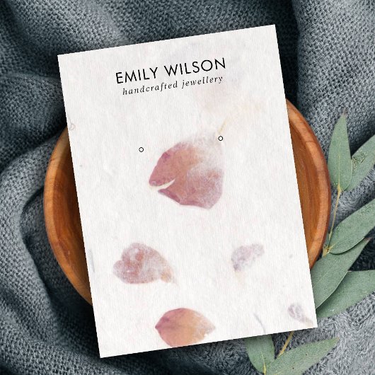 ピンクペタル手作り紙スタッドイヤリングディスプレイCA 名刺