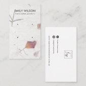 ピンクペタル手作り紙2スタッドイヤリングディスプレイ 名刺 (正面/裏面)