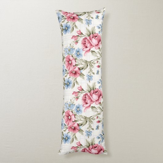 ピンクペチュニアスアンドスカイブルーデイジー ボディピロー (裏面 (縦))