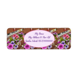 ピンクペチュニアスパープルフラワーフローラコテージガーデン ラベル