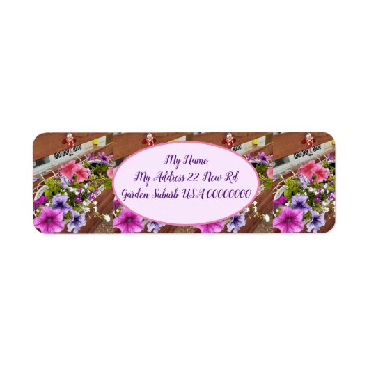 ピンクペチュニアスパープルフラワーフローラコテージガーデン ラベル (正面)