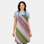 ピンクペチュニアスピンクアンドグリーンストライプ エプロン (着用した状態)