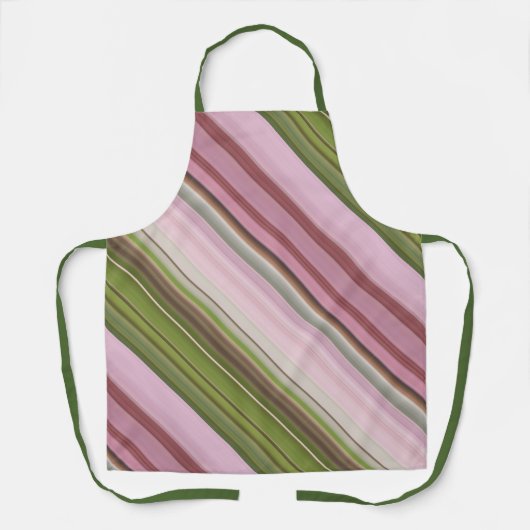 ピンクペチュニアスピンクアンドグリーンストライプ エプロン (正面)