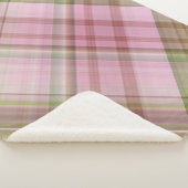 ピンクペチュニアスピンクアンドグリーンプレイド シェルパブランケット (3/4)