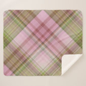 ピンクペチュニアスピンクアンドグリーンプレイド シェルパブランケット (正面(横))