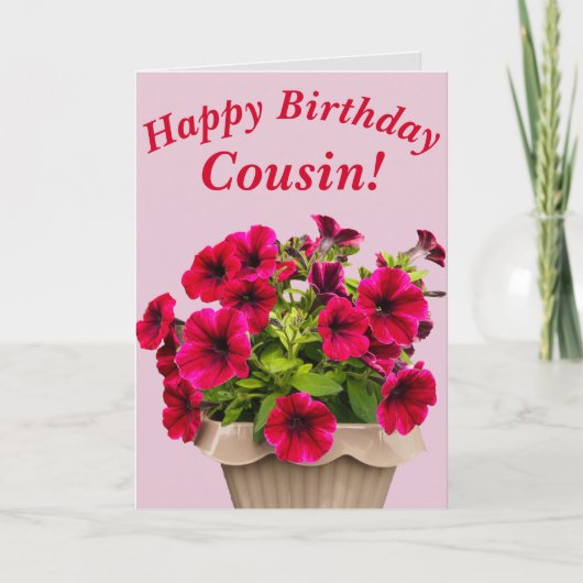 ピンクペチュニアスフローラ誕生日カード（いとこ用） カード (正面)