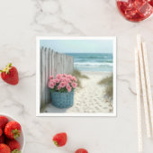 ピンクペチュニアビーチバスケット スタンダードカクテルナプキン (インサイチュ)