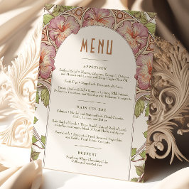 ピンクペチュニア結婚メニューヴィンテージアールヌーボー 招待状