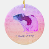 ピンクペットラットはあなたの一流のラットを加えます セラミックオーナメント (裏面)