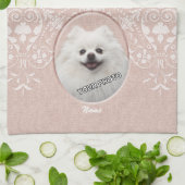 ピンクペット記念スイートエレガントダマスモダンク キッチンタオル (折り畳み)