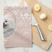 ピンクペット記念スイートエレガントダマスモダンク キッチンタオル (四つ折り)