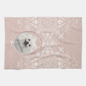 ピンクペット記念スイートエレガントダマスモダンク キッチンタオル (横)