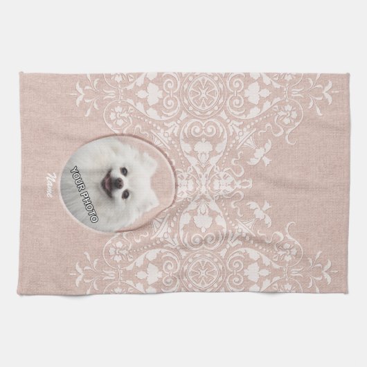 ピンクペット記念スイートエレガントダマスモダンク キッチンタオル (横)
