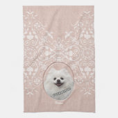 ピンクペット記念スイートエレガントダマスモダンク キッチンタオル (縦)
