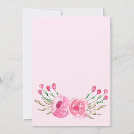 ピンクペニーズエンチャントシックファースト誕生日 招待状 (裏面)