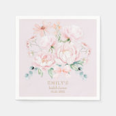 ピンクペニーズボウワイルドフラワーガーデンブライダルシャワー スタンダードカクテルナプキン (正面)