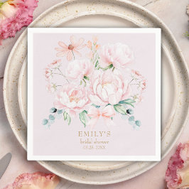 ピンクペニーズボウワイルドフラワーガーデンブライダルシャワー スタンダードカクテルナプキン