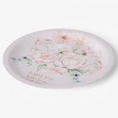 ピンクペニーズボウワイルドフラワーガーデンブライダルシャワー ペーパープレート (アングル)