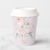 ピンクペニーズボウワイルドフラワーガーデンブライダルシャワー 紙コップ (正面)