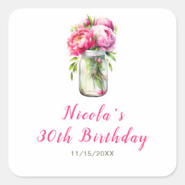 ピンクペニーズメイソンジャー誕生日 スクエアシール