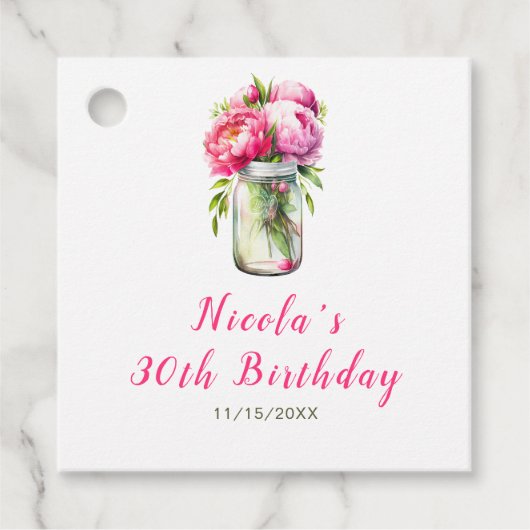 ピンクペニーズメイソンジャー誕生日 フェイバータグ (正面)