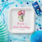 ピンクペニーズメイソンジャー誕生日 ペーパープレート (パーティー)