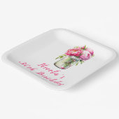 ピンクペニーズメイソンジャー誕生日 ペーパープレート (傾斜あり)