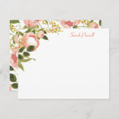 ピンクペニーパーソナライズされたズフラットノートカード ノートカード (正面/裏面)