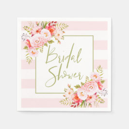 ピンクペニーフローラブライダルシャワー紙ナプキンス スタンダードカクテルナプキン