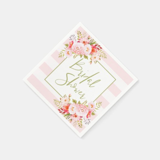 ピンクペニーフローラブライダルシャワー紙ナプキンス スタンダードカクテルナプキン (角)
