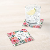 ピンクペニーフローラユーカリブライダルシャワー スクエアペーパーコースター (インサイチュ)