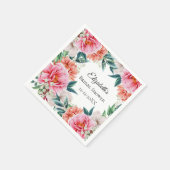 ピンクペニーフローラユーカリブライダルシャワー スタンダードカクテルナプキン (角)