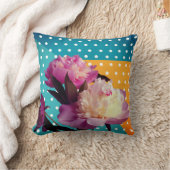 ピンクペニー&ドットカスタムクッション クッション (ブランケット)