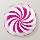 ピンクペパーミントキャンディスワールホリデー ラウンドクッション (正面)