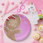 ピンクペパーミントジンガーブレッドクッキーホリデーパーティー ペーパープレート (パーティー)